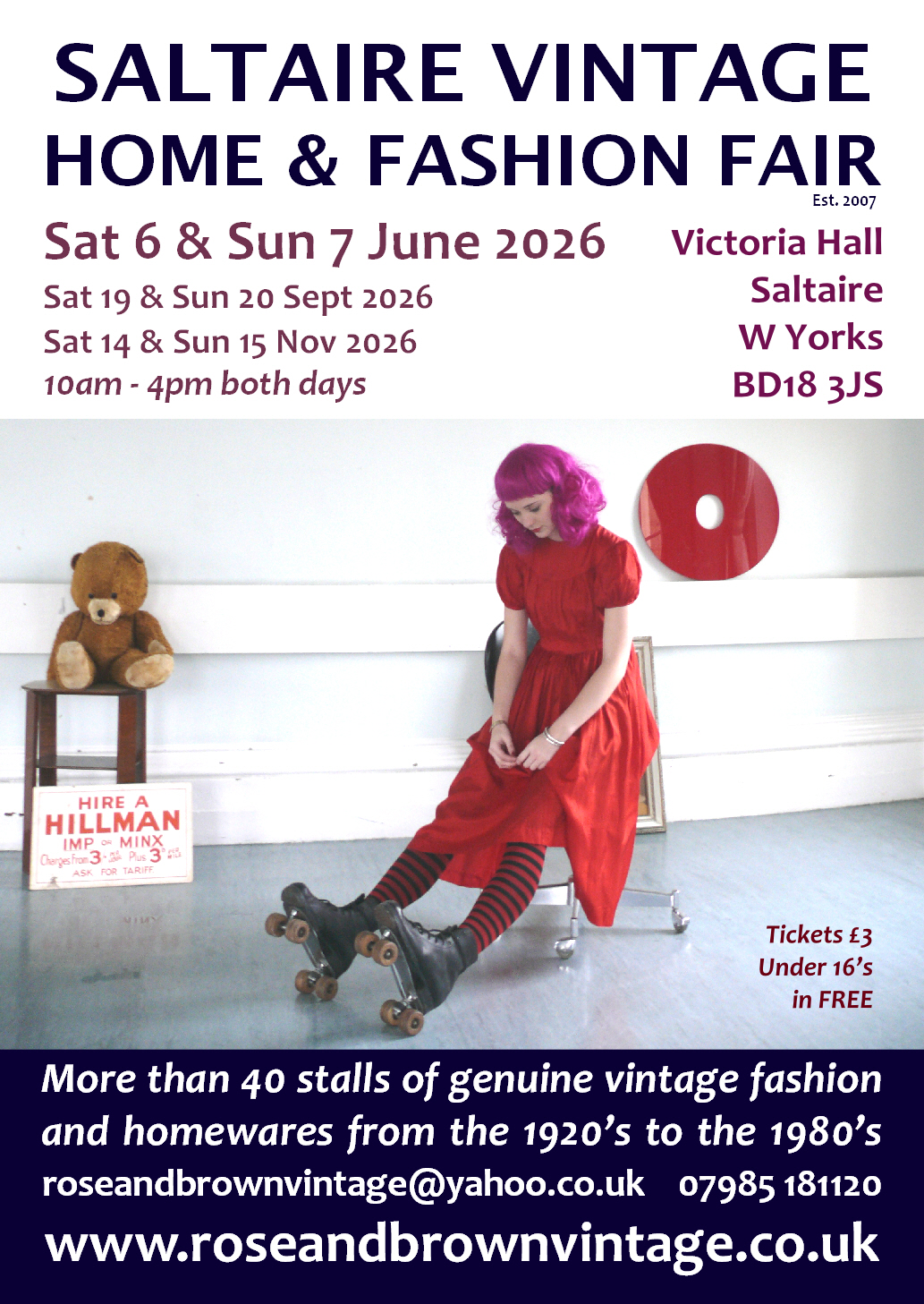 click here toview our Saltaire Vintage Fair Ticket for Sat 6 or Sun 7 June 2026 �3 section